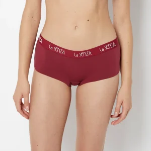 Boyshort Cotton Panty with Art Deco Logo Band in Plum Rose