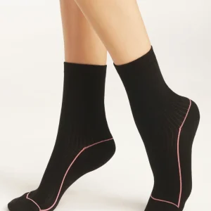 Cotton Sports Crew Sock in Black
