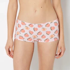 Boyshort Cotton Panty and Picot Trim in Perfect Peach