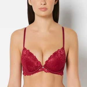 Up 2 Cup Plunge Bra with Romantic Lace in Plum Rose