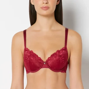 Full Coverage Lightly Lined Bra With Romantic Lace in Plum Rose