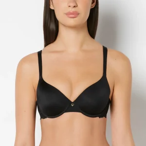 Full Coverage Lightly Lined Bra With Romantic Lace Wing in Tuxedo Black