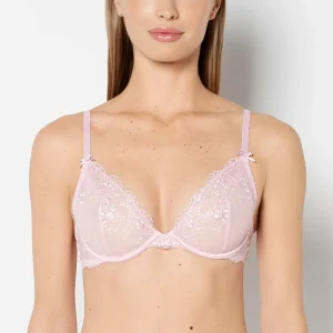 Designer Collection Unlined Plunge Bra with Be Mine Embroidery in Sweet Dream