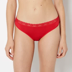 Ultrasoft Modal Bikini Panty with Lace Trim in Crimson