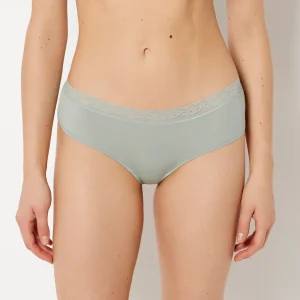 Ultrasoft Modal Hipster Panty with Lace Trim In Iceberg Green