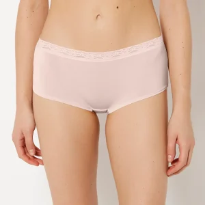 Ultrasoft Modal Boyshort Panty with Lace Trim In Pearl Blush
