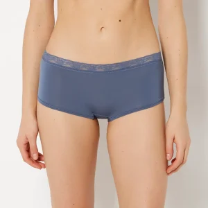 Ultrasoft Modal Boyshort Panty with Lace Trim In Vintage Indigo
