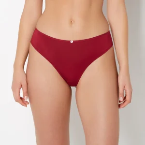 Ultrasoft Modal High Waist Thong Panty with Rosette Detail in Plum Rose