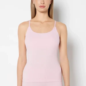 Casual Sleep Ribbed Tank With Lace Trim in Sweet Dream