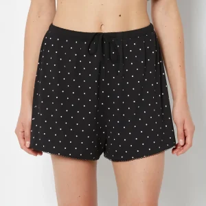 Casual Sleep Jersey Short with Picot Trim in Tiny Dot
