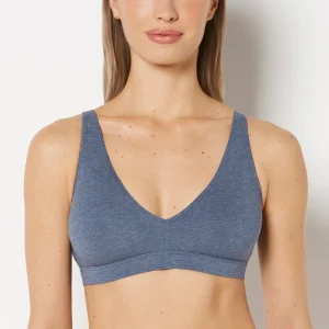 Cotton Triangle Bralette In Vintage Indigo Heather