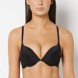 Up 2 Cup Plunge Bra with Afterglow Lace in Tuexdo Black