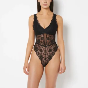 Afterglow Lace Bodysuit with Removable Pads in Tuexdo Black