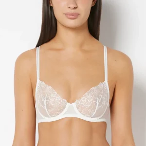 Designer Collection Unlined Demi Bra With Breezy Embroidery in Ivory