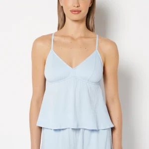 Casual Sleep Textured Knit Tank in Skyway