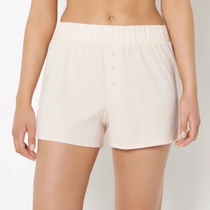 Casual Sleep Textured Knit Boxer Short in Pearl Blush