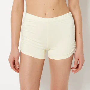 Casual Sleep Jersey Side Scrunch Short in Lemon Icing