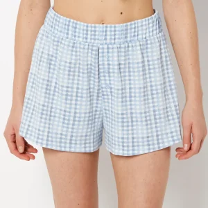 Casual Sleep Textured Knit Boxer Short in Breezy Gingham