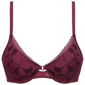 Lace Art Flowers Underwired Basket Bra in Beaujolais