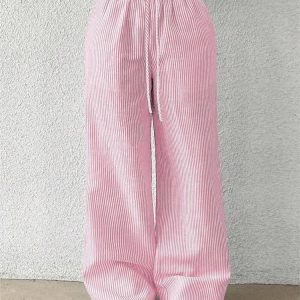 Violette | Pantalon Large à Rayures Verticales, Moderne et Facile à Porter