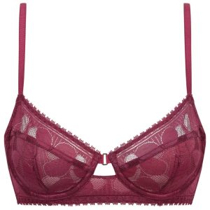 Lace Art Flowers Underwired Push-Up Bra in Beaujolais