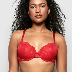 Allover Lace Lightly Lined Full Coverage Bra in Cosmo Red