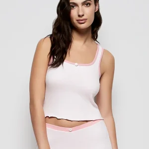 Pajama Tank with Rosette in Pink