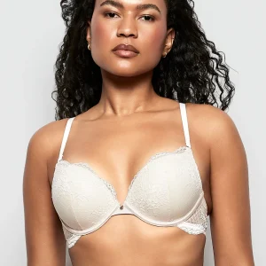 Allover Lace Up 2 Cup Push Up Bra in Ivory Dawn