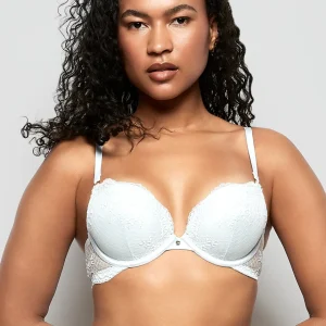Allover Lace Push Up Bra in Vista Blue