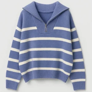 Aliénor | Pull Femme Rayé à Col Zippé