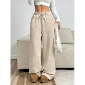 Pantalon en velours côtelé taille haute tendance pour femmes | Coupe décontractée
