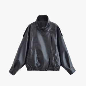 Carla | Veste en Cuir Asymétrique