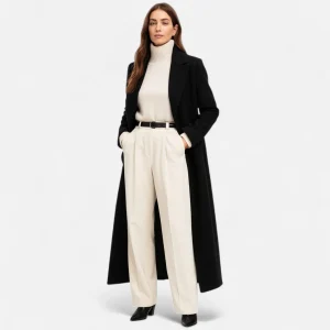 Aveline | Manteau Maxi Noir Féminin & Élégant