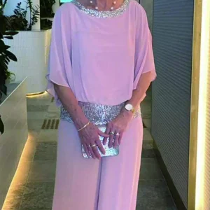 Marcelina | Ensemble élégant en deux pièces avec paillettes et motif coloré