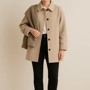 Marisol | Manteau en Laine Mélangée avec Boutons et Poches