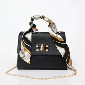 Lima | Sac à main élégant en cuir brun avec détail foulard