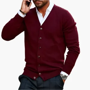Cardigan pour hommes Classique Élégant – Veste en maille pour affaires et loisirs avec décolleté en V